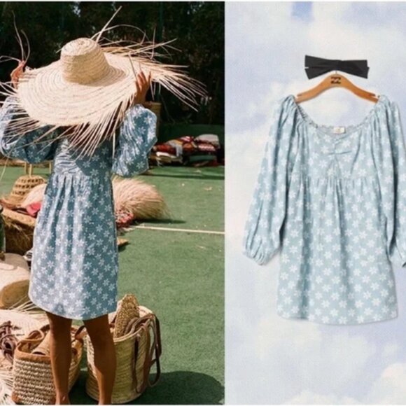 NEW BILLABONG x Wrangler "Just A Dream" Baby Doll Denim Dress Blue, Size XS - Picture 5 of 16